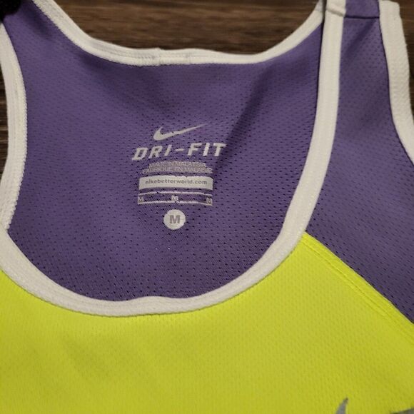 Nike Womens Dri Fit Running Racer Back Tank Top Safety Yellow, Size Medium - Picture 4 of 8